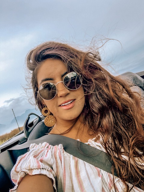 windy hair in convertible